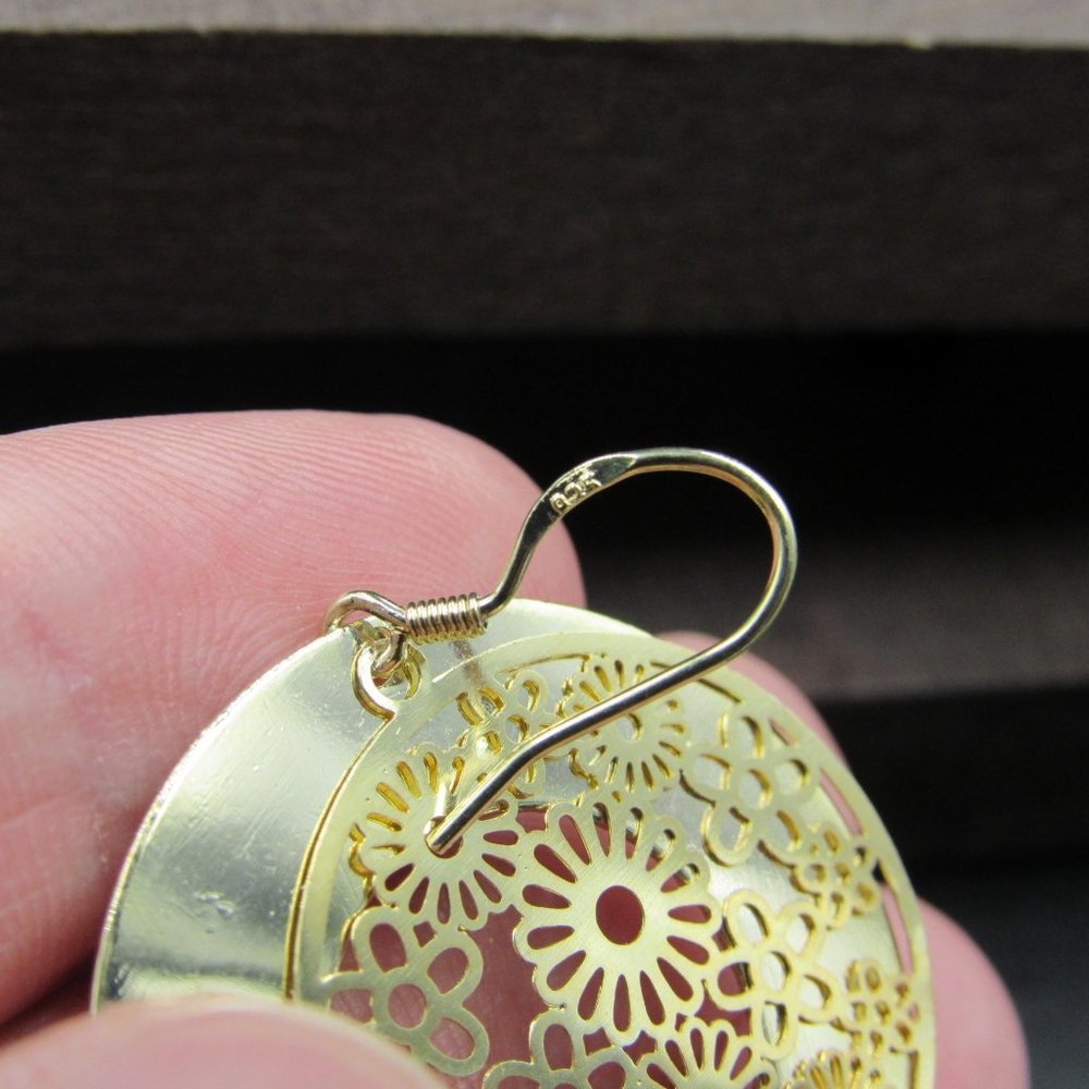 Sterling Unique Pattern Double Circle Earrings - image 4